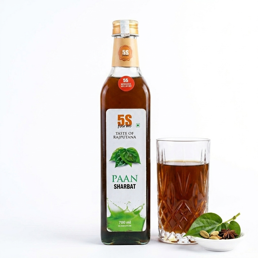 Sharbat | Paan - Taste Of Rajputana - Natural Ingredients – No Added Artificial Colors, Distillation &amp; No Added Preservatives – 5S Farm – 700ml