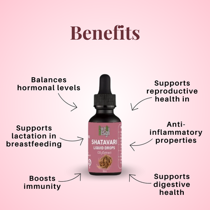 Liquid Drops | Shatavari Liquid Drops ( Co2 Extract )-Dietary Supplement, Harmone Balancer, Reproductive Nourishment- Cure By Design - 30ml