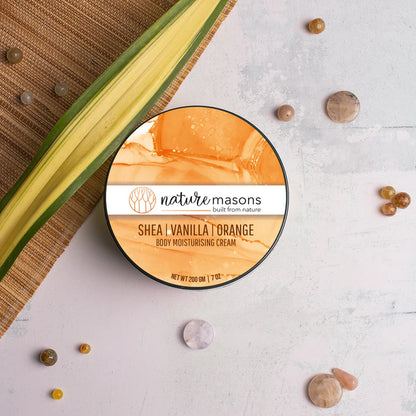 Cream | Body Moisturising Cream - Shea - Vanilla - Orange - Certified Organic - Vegan - Nature Masons - 200gm