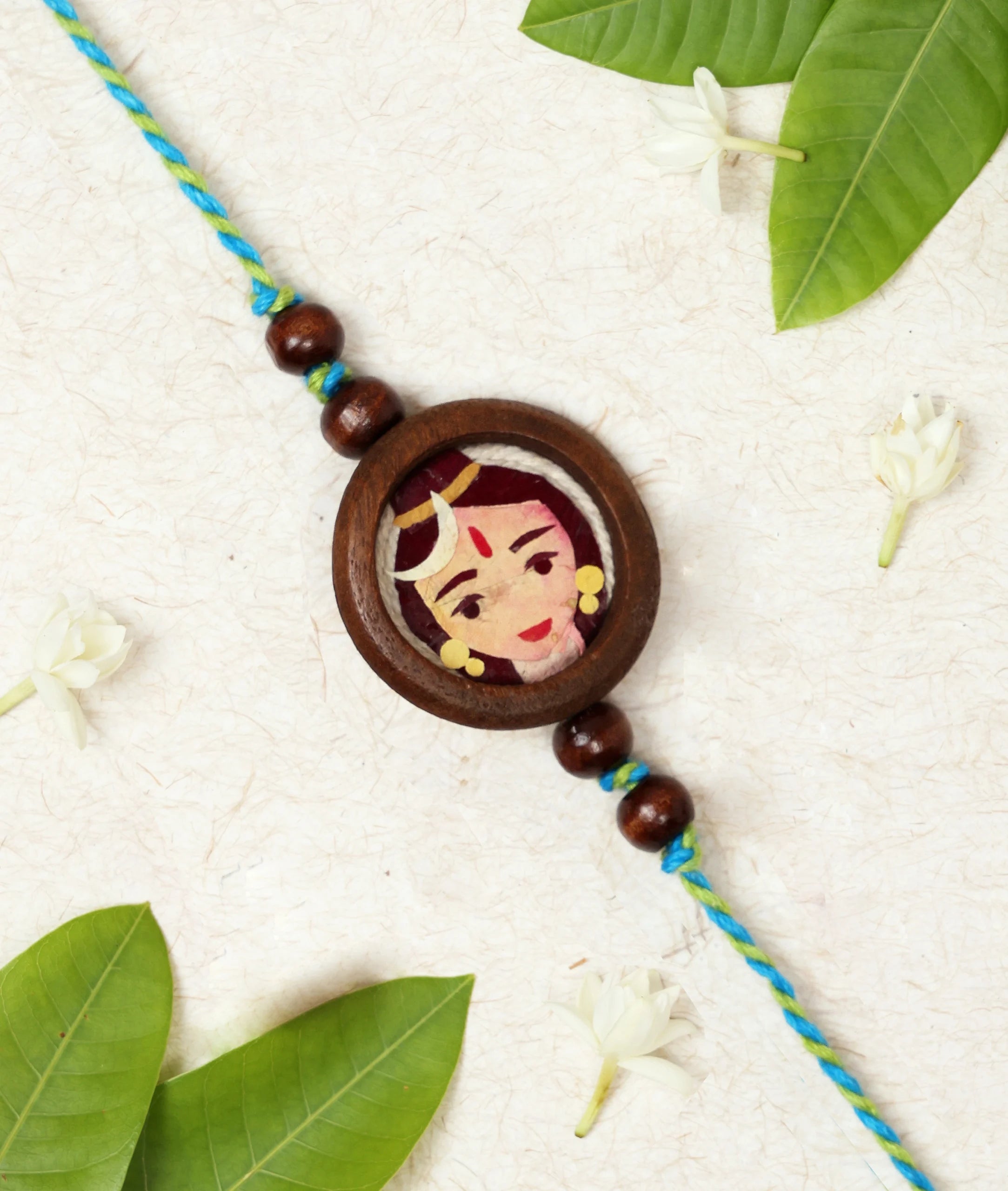 Rakhi | Shiv Rakhi (Made From Cotton, Jute, Wooden beads &amp; With Pressed Flower Petals) – Handcrafted – Eco Friendly – Nature’s Soul