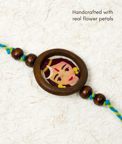 Rakhi | Shiv Rakhi (Made From Cotton, Jute, Wooden beads &amp; With Pressed Flower Petals) – Handcrafted – Eco Friendly – Nature’s Soul