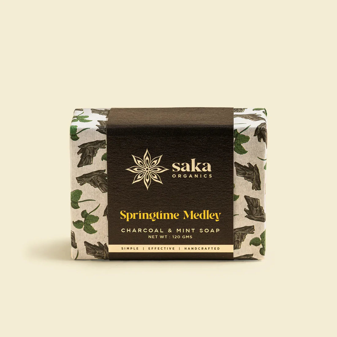 Soap |Springtime Medley (Charcoal & Mint Soap) – Handcrafted – Saka Organics – 120gm