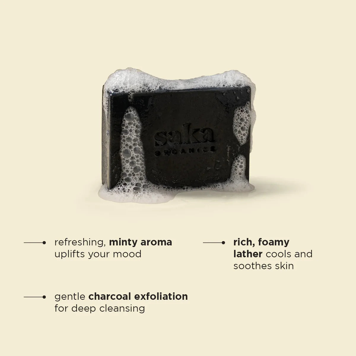 Soap |Springtime Medley (Charcoal &amp; Mint Soap) – Handcrafted – Saka Organics – 120gm