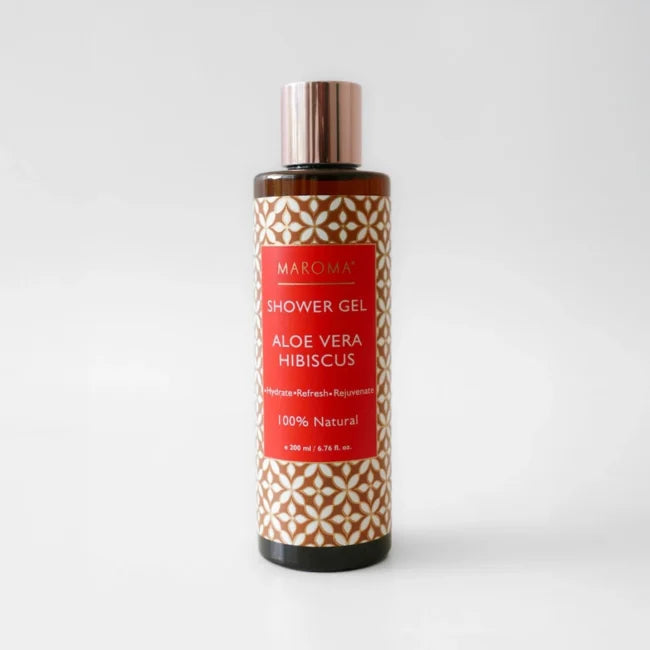 Shower Gel | Aloe Vera Hibiscus Shower Gel - 100% Vegan, 100% Natural -Rebalance, Restore, Fortify - Maroma - 300ml