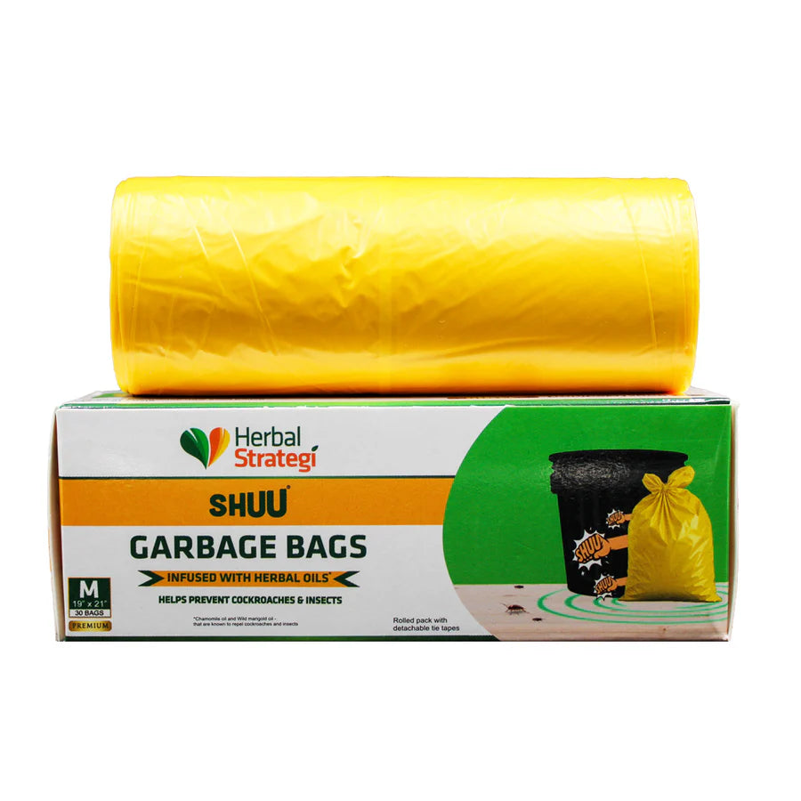 Garbage Bag | Shuu Garbage Bag - Helps Prevent Cockroach and Insects - Eco Friendly &amp; No Chemical - Herbal Strategi - 30 Medium Piece