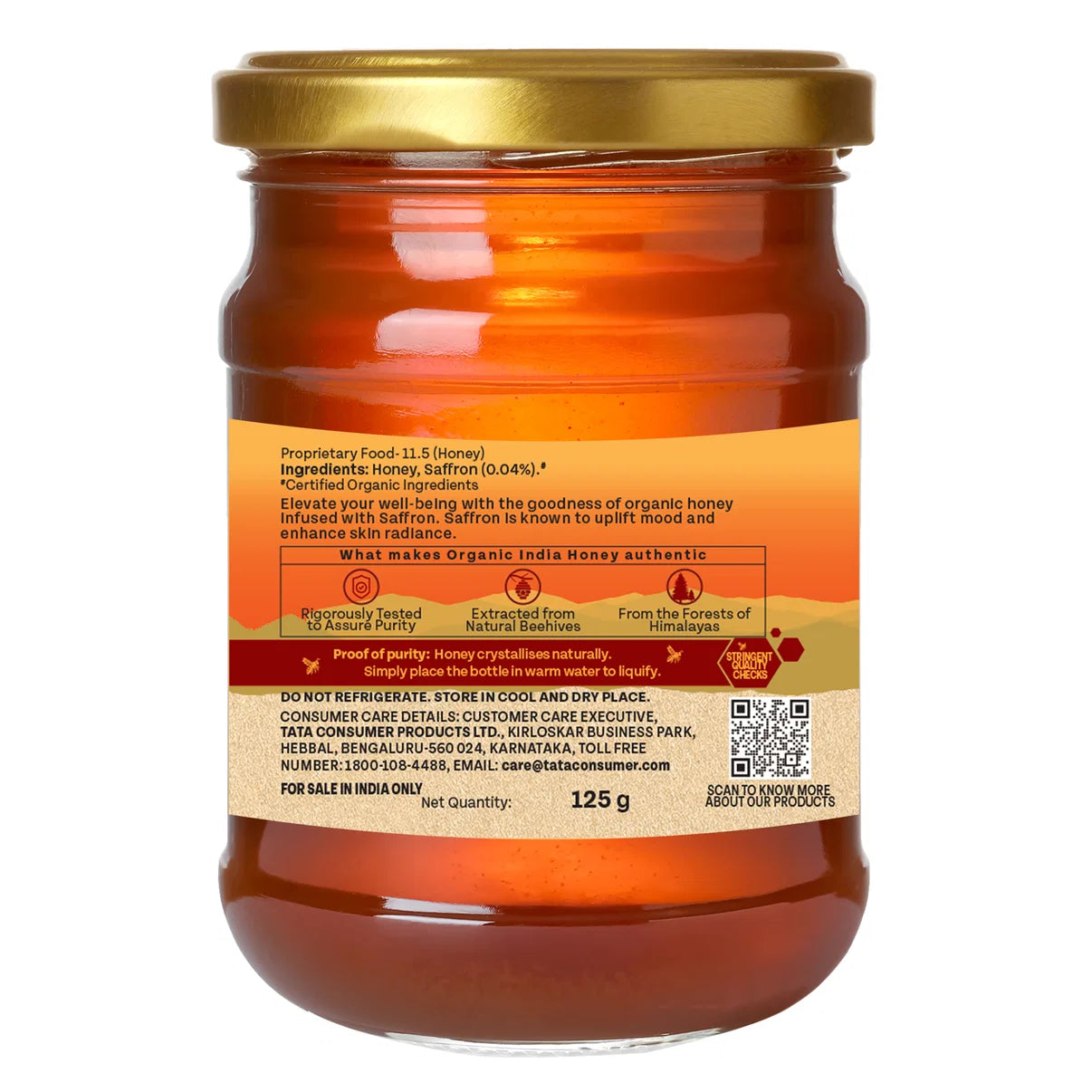 Honey | Saffron Honey -Goodness of Antioxidants -No preservatives- Organic India - 125gm