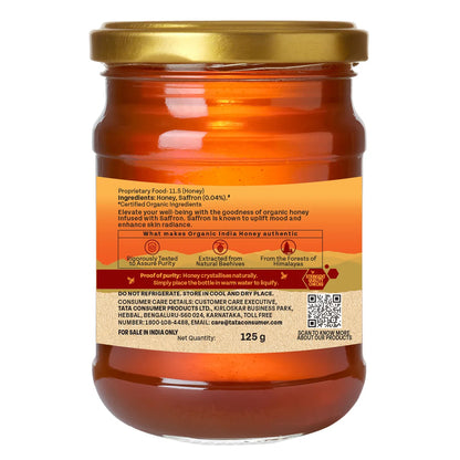 Honey | Saffron Honey -Goodness of Antioxidants -No preservatives- Organic India - 125gm