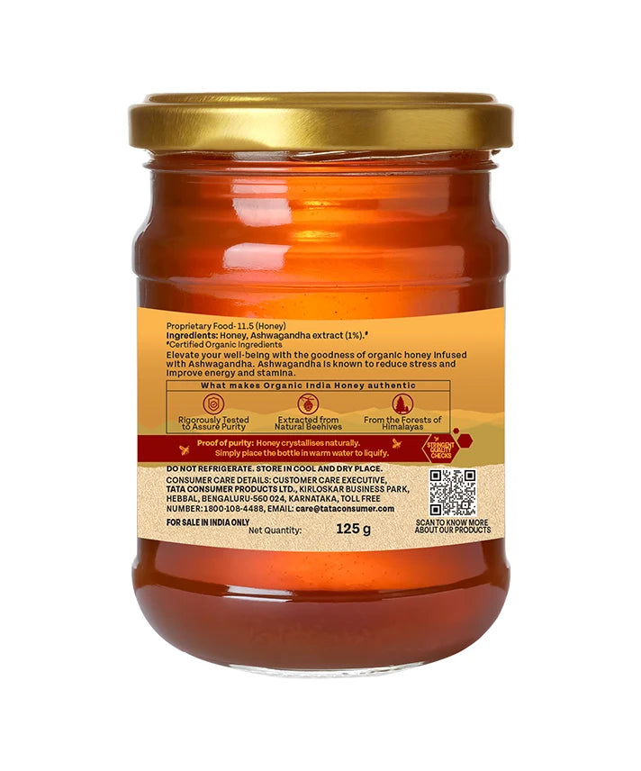 Honey | Ashwagandha Honey -Goodness of Antioxidants -No preservatives- Organic India - 125gm