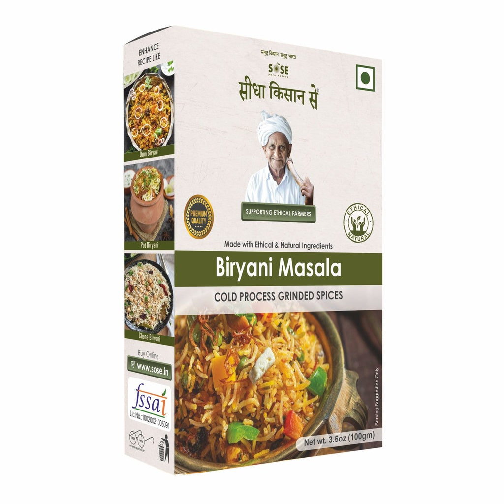 Biryani Masala | (Made With Ethical Ingredients) – Cold Pressed Grinded Spices – No Added Preservatives &amp; Chemical Free – SOSE – 100gm