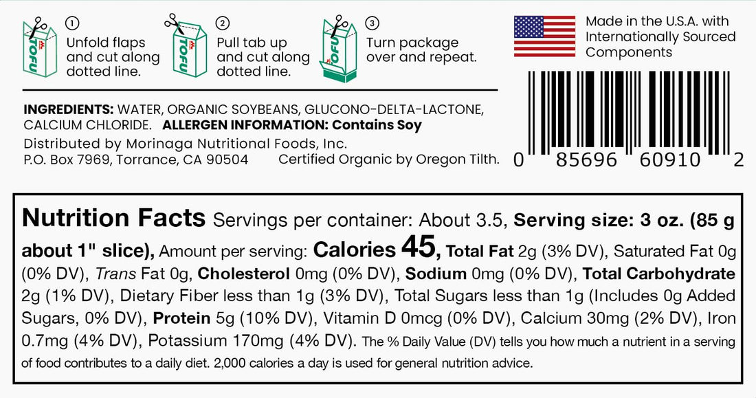Tofu | Silken Tofu – Shelf Stable – USDA Organic - Vegan, Gluten Free, Dairy Free & Low In Fat – Morinu – 305gm