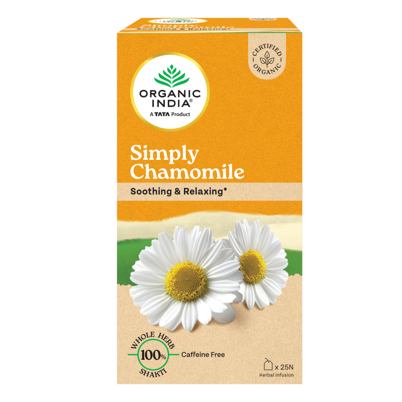 Simply Chamomile Tea (Soothing &amp; Relaxing) - Caffeine Free - Organic - Indian – Organic India – 25 Tea Bags