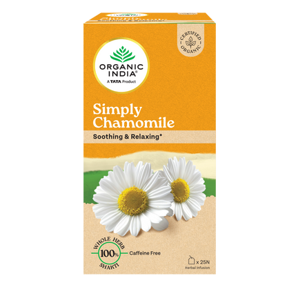 Simply Chamomile Tea (Soothing &amp; Relaxing) - Caffeine Free - Organic - Indian – Organic India – 25 Tea Bags