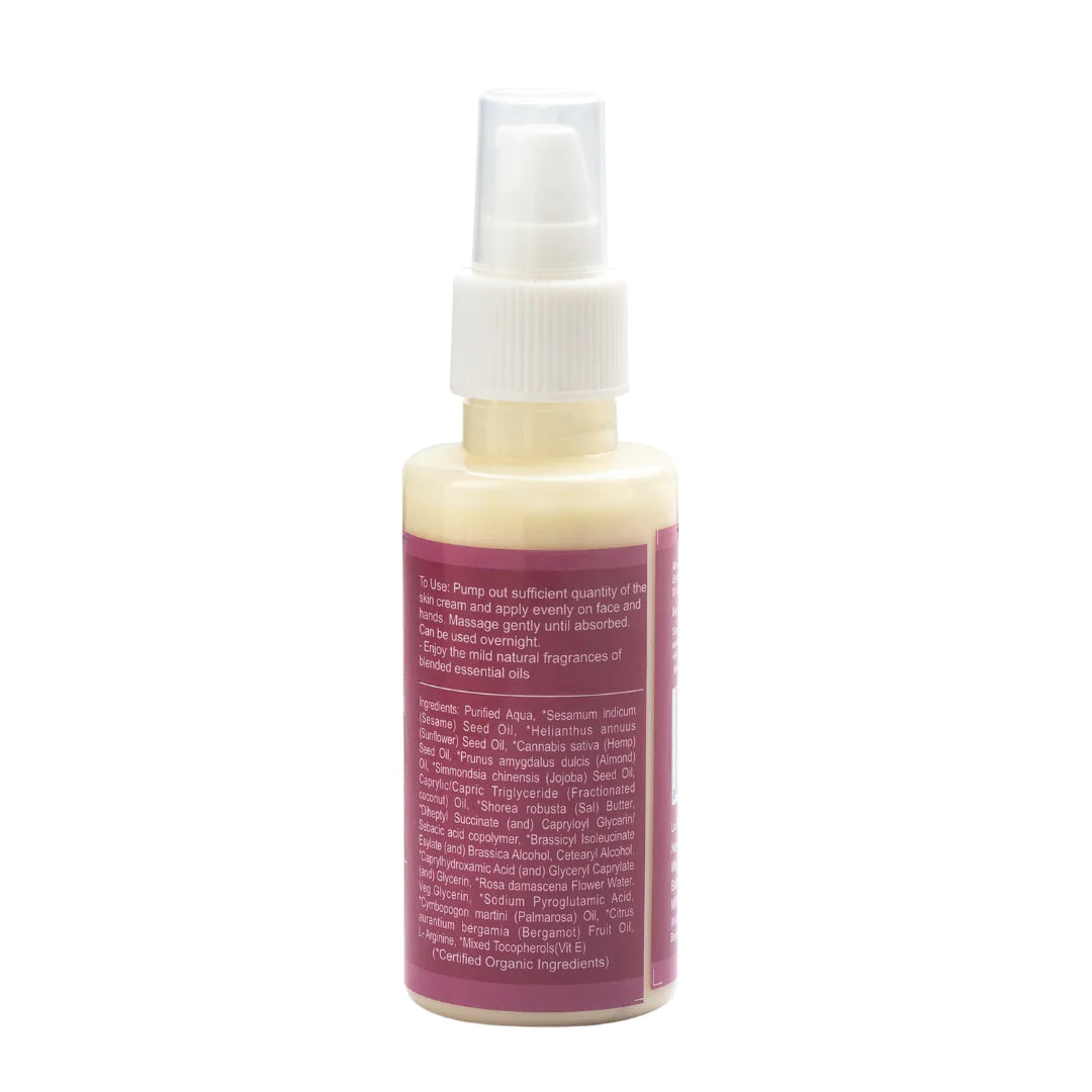 Skin Cream | Rose Bergamol (Enriched With Jojoba Wax &amp;  Sal Butter) - Face &amp; Body - Non Greasy - Organic - Gmo Free, Palm Oil &amp;amp; Silicone Free  - Rustic Art - 100ml