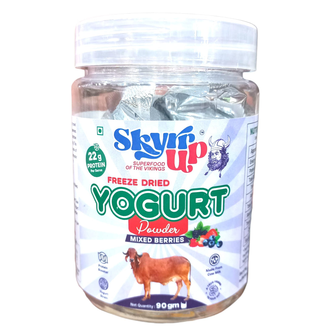 Yogurt Powder | Freeze Dried (Mixed Berries) - Made From Cow Milk - 22gm Protein Per Serve - Skyrrup - 90gm