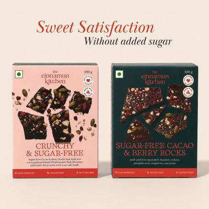 Sugar-Free Cacao &amp; Berry Rocks - Organic - Vegan, Gluten Free, PCOS Free &amp; Refined Sugar Free-No Maida, Dairy &amp;amp; Preservatives - The Cinnamon Kitchen - 50gm