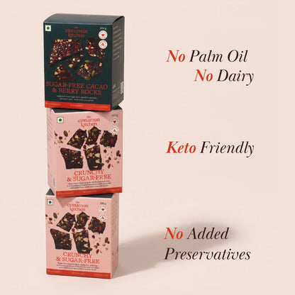 Sugar-Free Cacao &amp; Berry Rocks - Organic - Vegan, Gluten Free, PCOS Free &amp; Refined Sugar Free-No Maida, Dairy &amp;amp; Preservatives - The Cinnamon Kitchen - 50gm