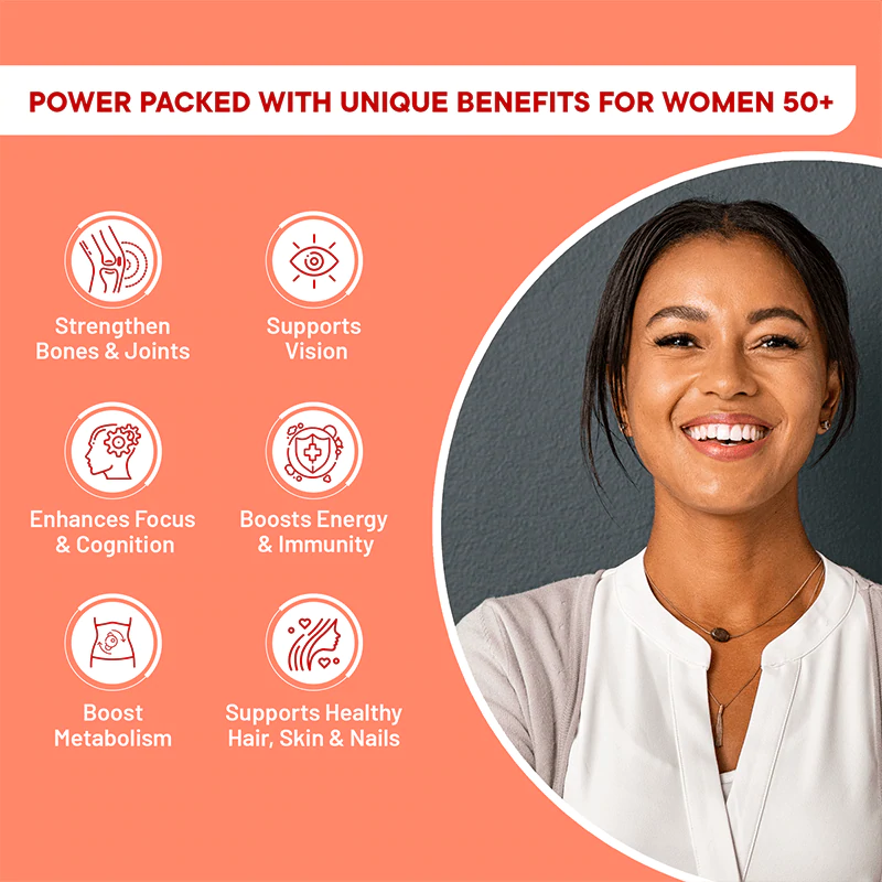 Slow - Multivitamin for Her 50+ – Astaxanthin, Vegan Omega &amp;amp; Critical Vitamins &amp;amp; Minerals – Time Conscious Supplement In Flaxseed Oil – Recharge &amp;amp; Restore – No Wheat – Wellbeing Nutrition – 60 Capsules