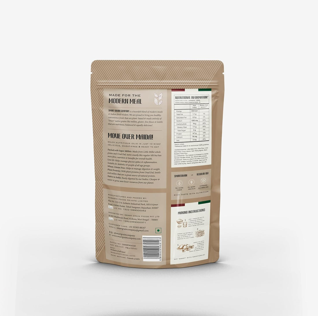 Idli | Millet Instant Idli - Gluten Free, Maida Free &amp; Wheat Free - Smart Grain - 12-15 Idlis - 150gm