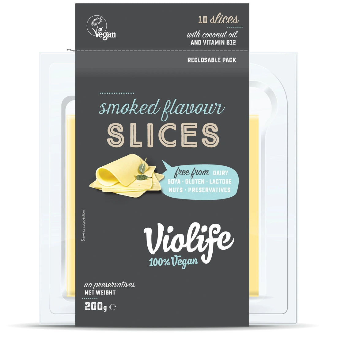 Vegan Cheese | (Smoked Flavour) Cheese Slices - Vegan & Lactose Free – VioLife – 200gm