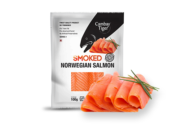 Smoked Norwegian Salmon – Antibiotics And Hormone Free – Pre Sliced Cured - Ready To Eat - Zero Trans Fat &amp;amp; Rich In Omega 3 - Cambay Tiger – 100gm