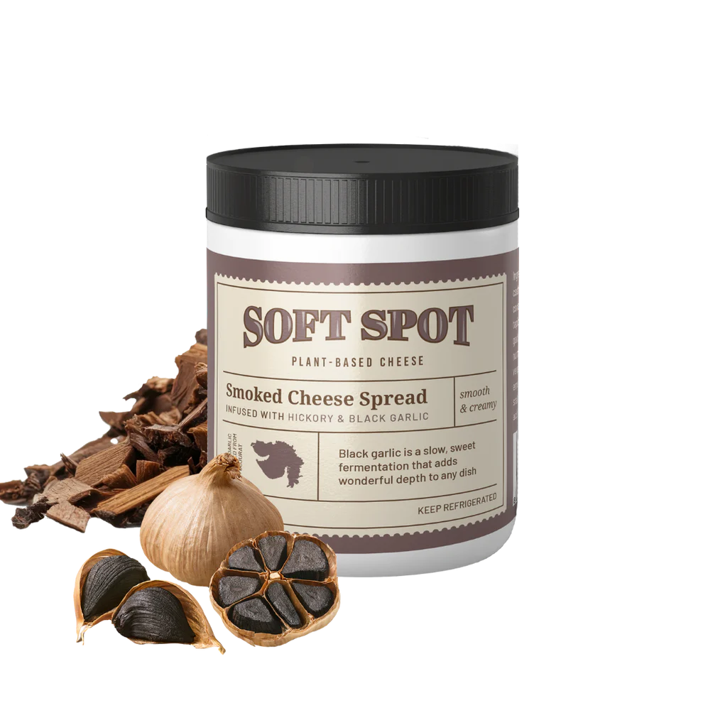 Cheese| Smoked Cheese Spread – Plant Based Cheese -Smooth &amp; Creamy-Infused With Hickory &amp; Black Garlic -Gluten Free, Dairy Free &amp;amp; Lactose Free - Soft Spot Foods - 150gm