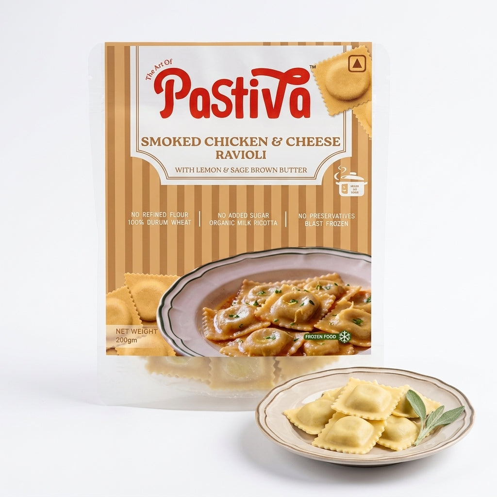 Smoked Chicken &amp; Cheese Ravioli ( Pasta + Lemon &amp; Sage Brown Butter) - Hand Made -No preservatives- Nature&