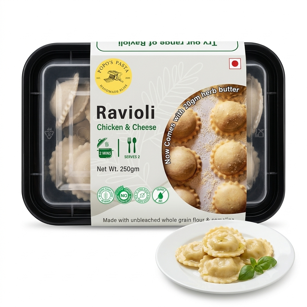 Smoked Chicken &amp; Cheese Ravioli ( Pasta + Lemon &amp; Sage Brown Butter) - Hand Made -No preservatives- Nature&