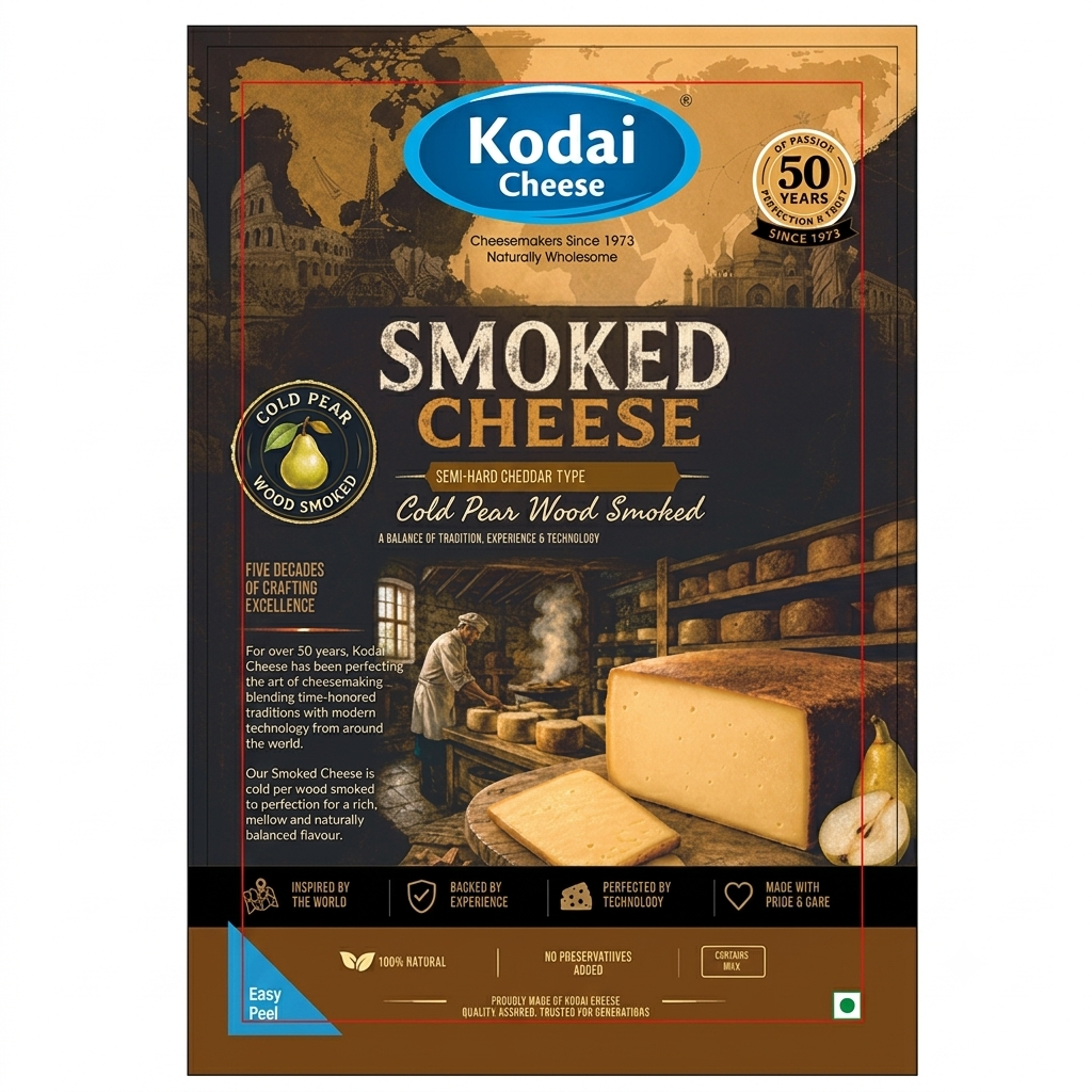 Smoked  Cheese - 100% Natural - Pasteurized - Kodai Cheese - 200gm
