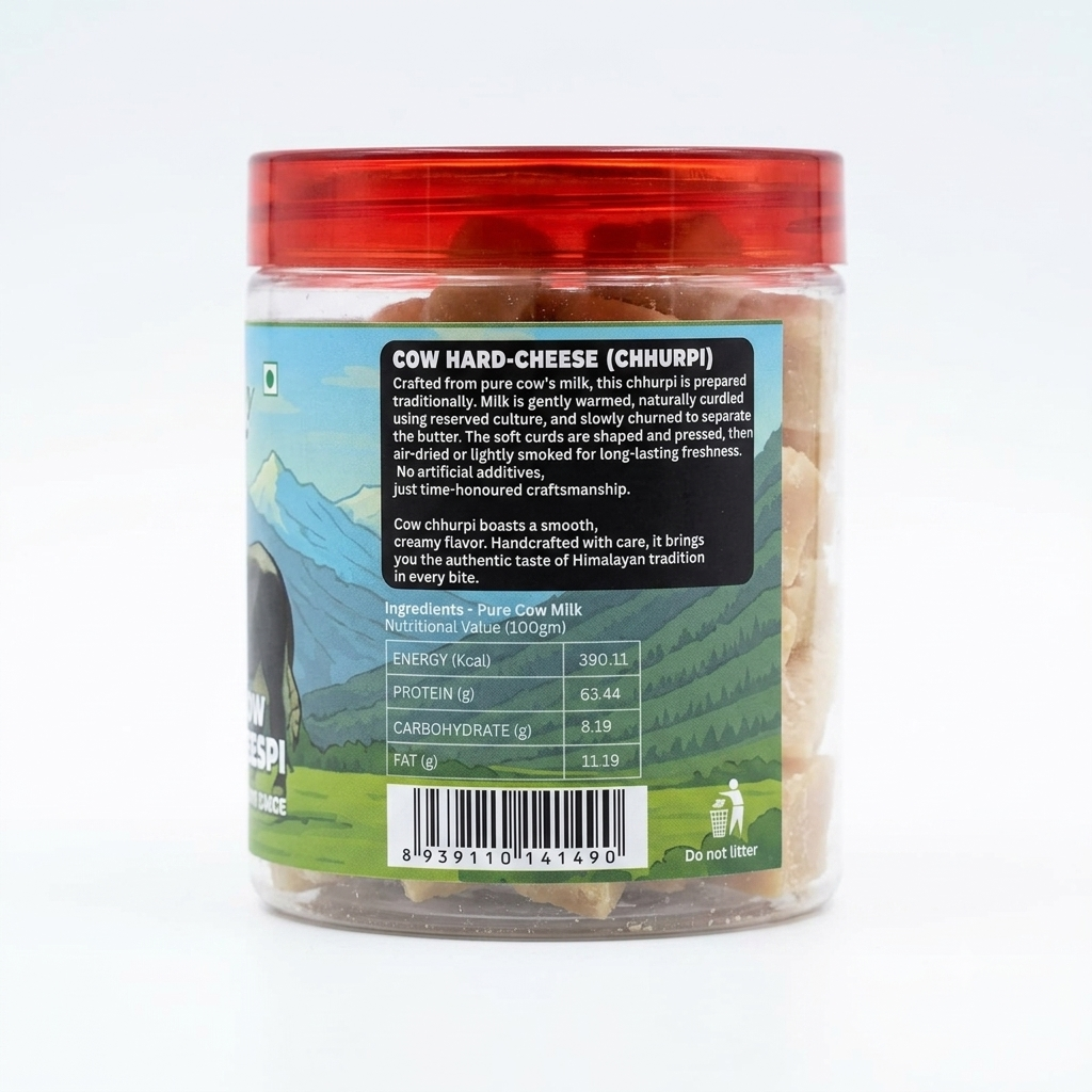 Cow Chhurpi - Traditional Himalayan Cheese Snack from Sikkim - No Synthetic Additives or Harmones - Vartoh Organic -150gm