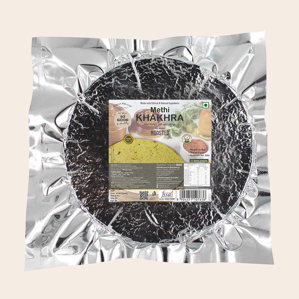 Khakhra | Methi Khakhra (Made With Ethical &amp; Natural Ingredients) - Roasted - No Maida &amp; No Added Preservatives - So Good - 300gm