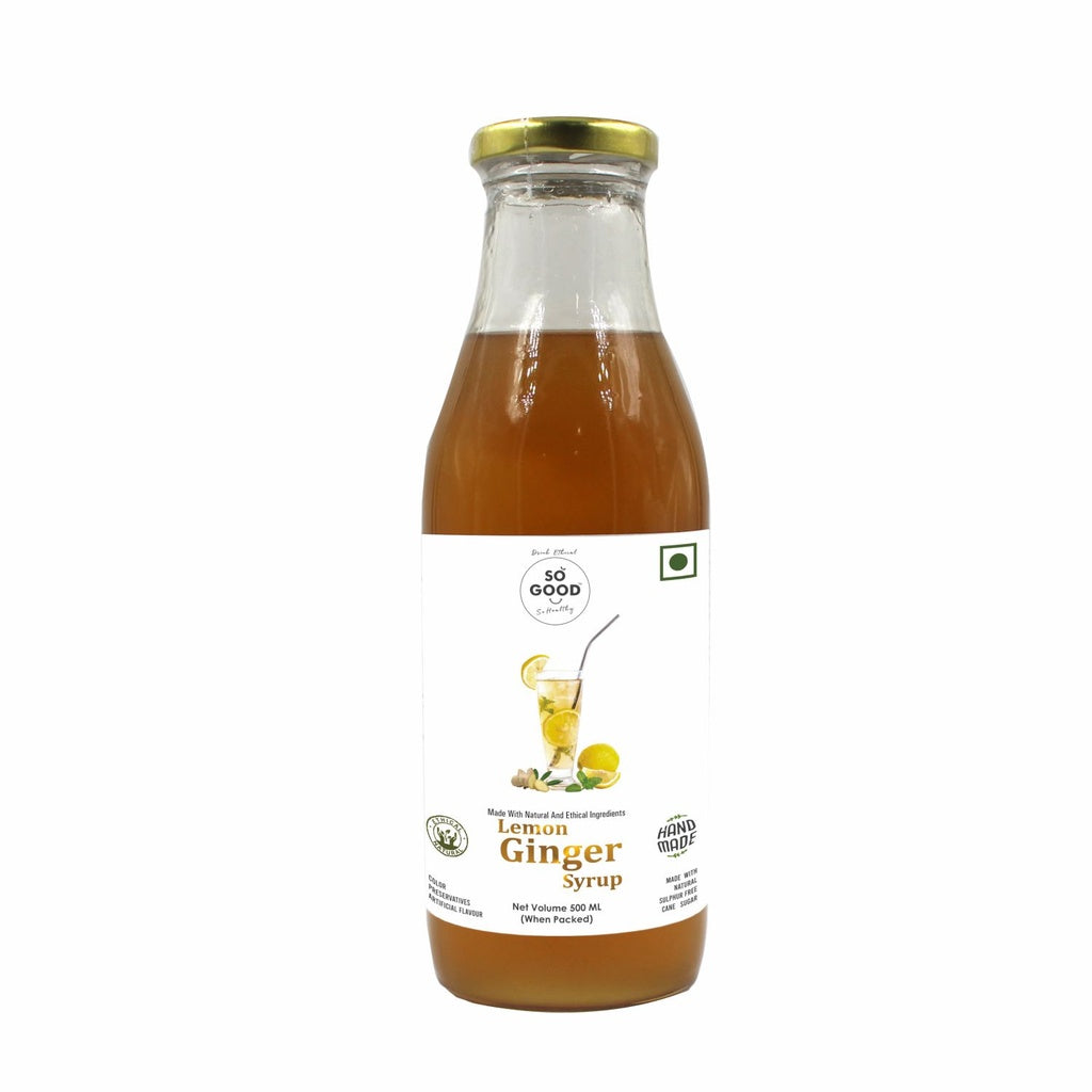 Syrup | Lemon Ginger Syrup (Made With Natural And Ethical Ingredients) - Natural - Sulphur Free, Cane Free, No Colors, No Preservatives &amp; No Artificial Flavour - So Good - 500ml