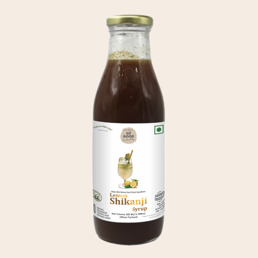 Syrup | Lemon Shikanji Syrup (Made With Natural And Ethical Ingredients) - Natural - Sulphur Free, Cane Free, No Colors, No Preservatives &amp; No Artificial Flavour - So Good - 500ml