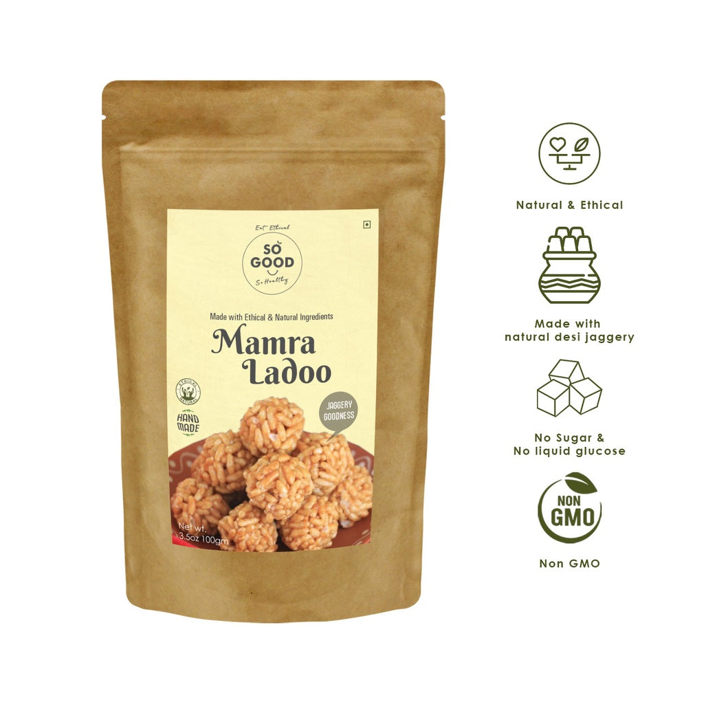Ladoo | Mamra Ladoo - Jaggery Goodness - Natural - Made With Ethical & Natural Ingredients - No Refined Sugar, Glucose Syrup, No Preservatives Or No Colors - So Good - 250gm