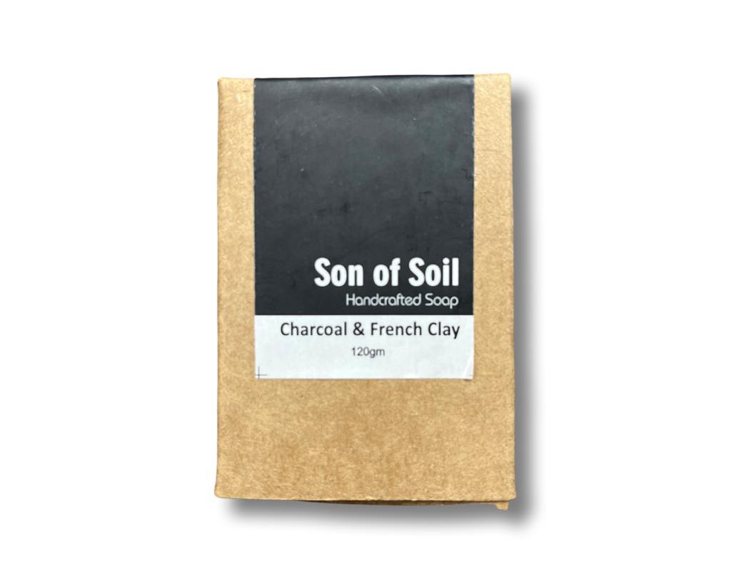 Soap | (Charcoal &amp;amp; French Clay) - Handcrafted - Son Of Soil - 120gm