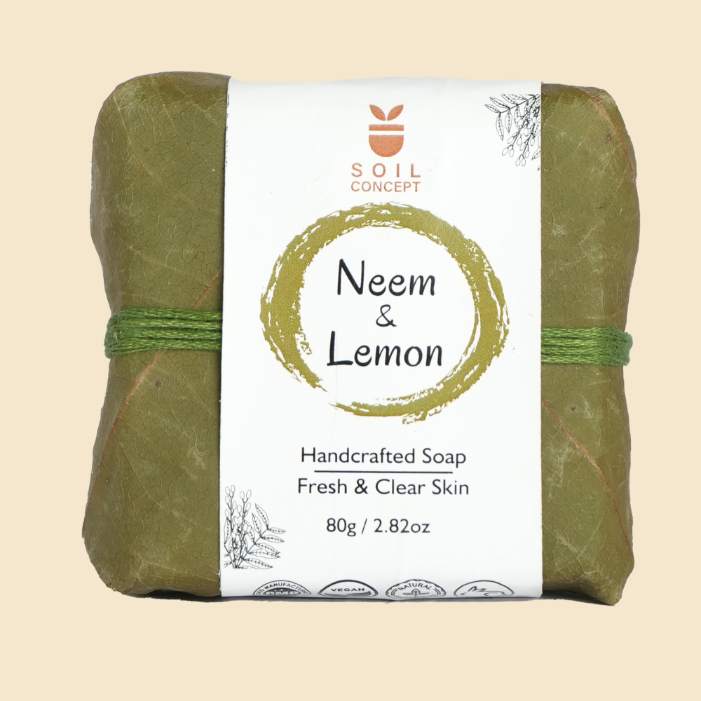 Soap | (Neem &amp;amp; Lemon) - Fresh And Clear Skin - Handcrafted - Soil Concept - 80gm