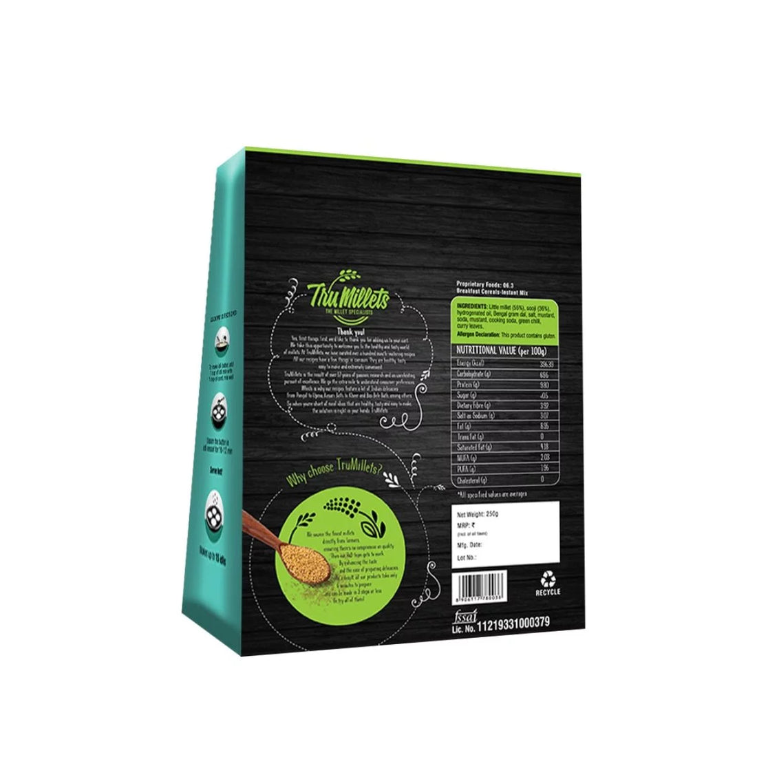 Soft Idli Mix -  55% Millet &amp;amp; Dal – Natural – Indian – Rich Source Of Protein, Dietary Fibre. Rich Source of Calcium, Potassium, Iron Zero Trans Fat, Cholesterol Free, Low Glycaemic Index &amp;amp; Keto Friendly - TruMillets - 250gm