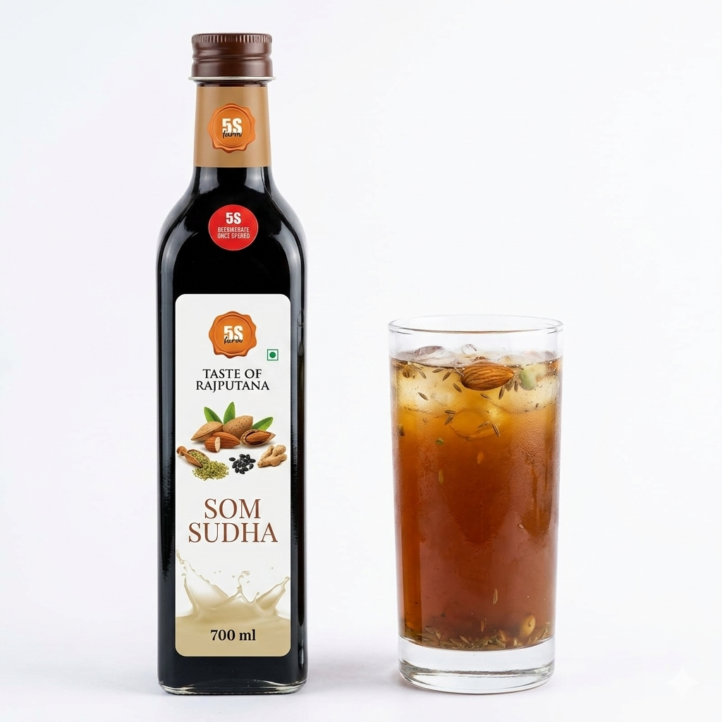 Sharbat | Som Sudha Sharbat – Taste Of Rajputana - No Added Artificial Colors, Distillation &amp; No Added Preservatives – 5S Farm – 700ml