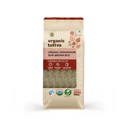 Rice | Sonamasuri Brown Rice – USDA Organic – Organic Tattva – 1000gm