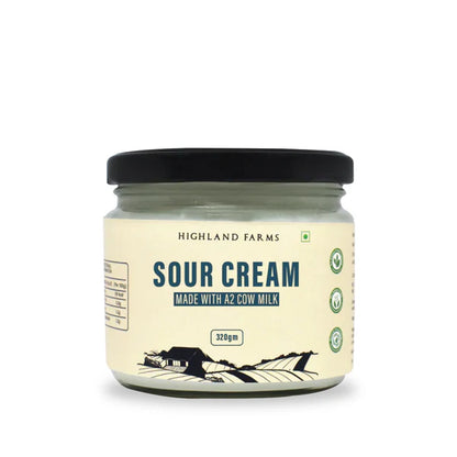 Sour Cream | (Made With A2 Cow Milk) – No Added Sugar &amp; No Added Preservatives – Highland Farms – 320gm