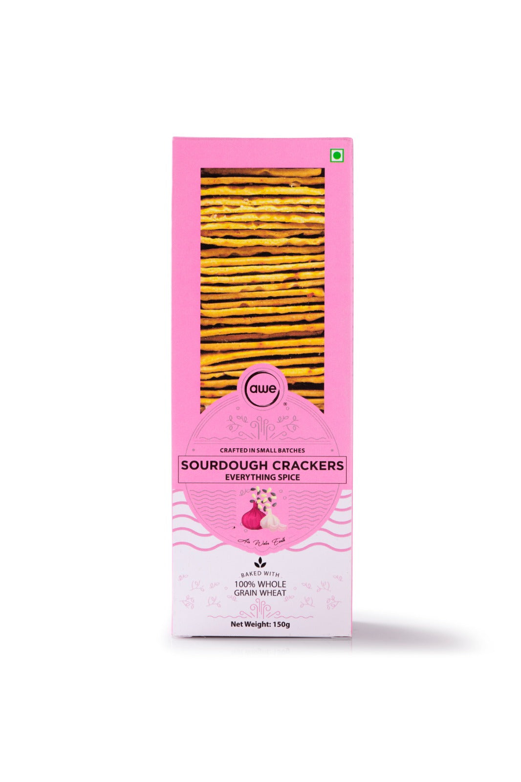 Crackers | Sourdough Crackers (Everything Spice) - Baked With 100% Whole Grain Wheat – No Added Preservatives &amp;amp; No Added MSG – Awe – 150gm