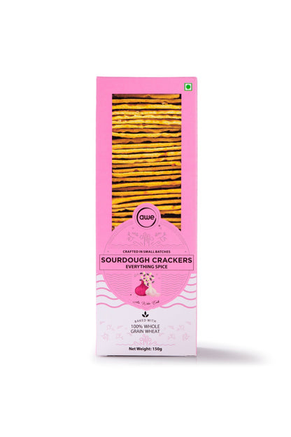 Crackers | Sourdough Crackers (Everything Spice) - Baked With 100% Whole Grain Wheat – No Added Preservatives &amp;amp; No Added MSG – Awe – 150gm