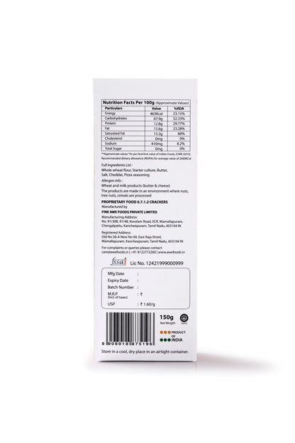 Crackers | Sourdough Crackers (Cheddar &amp; Oregano) – Baked With 100% Whole Wheat – No Added Preservatives &amp; No Added MSG – Awe – 150gm