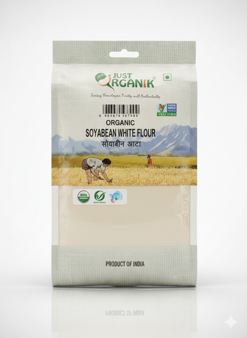 Soyabean White Flour - USDA Organic - Just Organik - 500gm