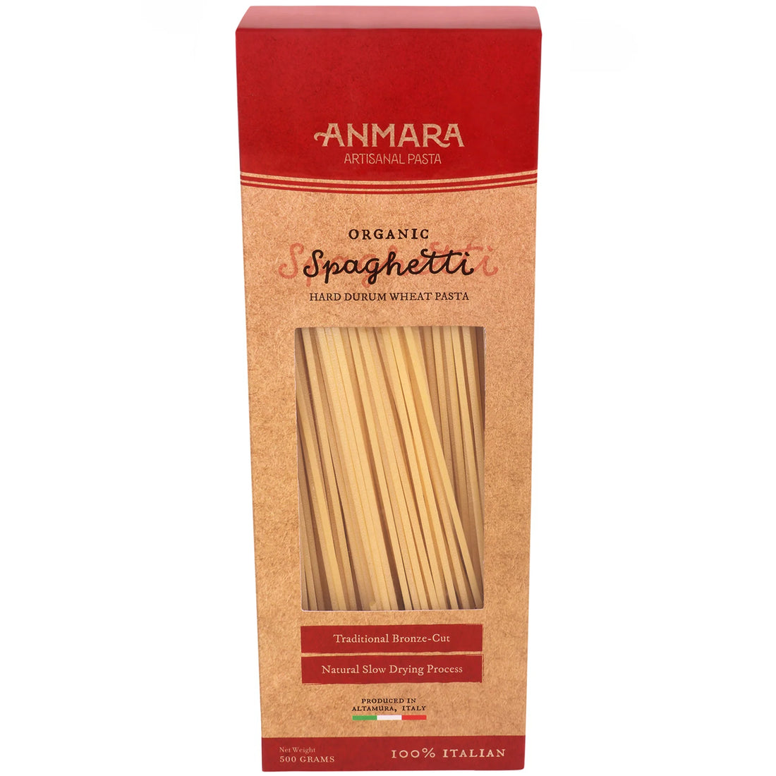 Pasta | Spaghetti Pasta (Hard Durum Wheat Pasta) - 100% Italian - Anmara – 500gm