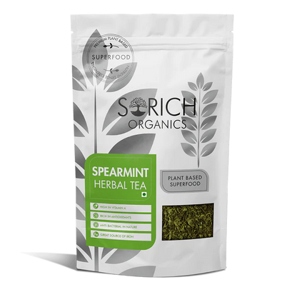 Tea | Spearmint Herbal Tea - Rich In Vitamins, High In Antioxidant &amp; Great Source Of Iron - Sorich Organics - 100gm
