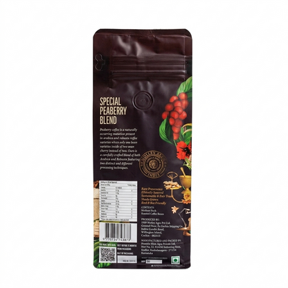 Coffee | Special Peaberry Blend (Mokapot) - Strong and Bold Citrus, Walnuts and Dark Chocolate- Medium Dark Roast Coffee - Ethically Sourced ,Shaded Grown- Motley Brew– 250gm