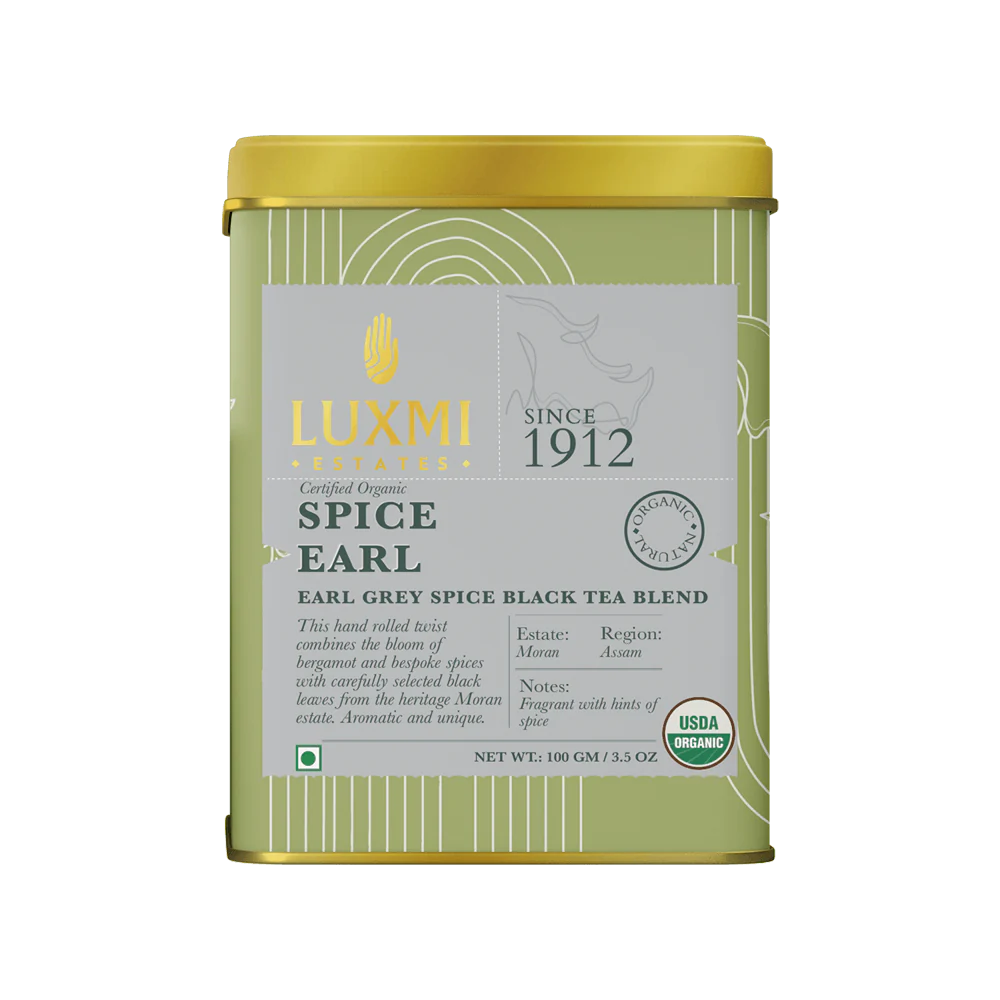 Tea | Black - Spice Earl (Citrusy And Floral Notes Of Bergamot) - USDA Organic – Immunity Boost - Luxmi Estates - 100gm