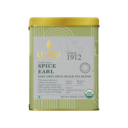 Tea | Black - Spice Earl (Citrusy And Floral Notes Of Bergamot) - USDA Organic – Immunity Boost - Luxmi Estates - 100gm