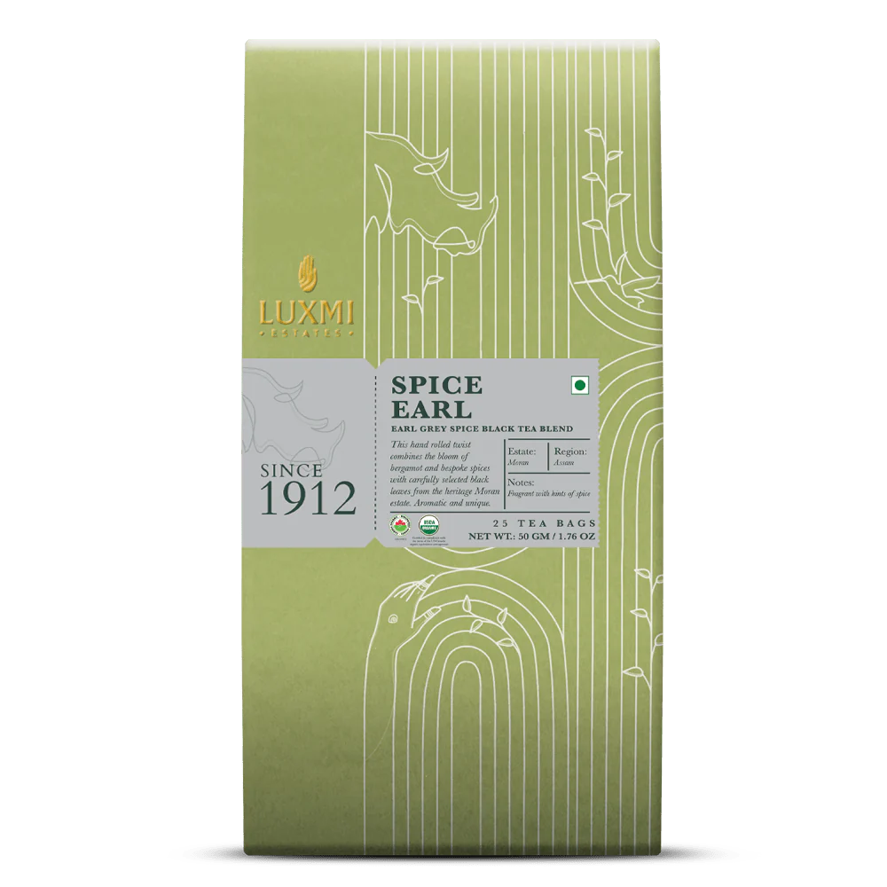 Tea | Black - Spice Earl (Citrusy And Floral Notes Of Bergamot) - USDA Organic – Immunit Boost - Luxmi Estates – 25 Tea Bags - 50gm