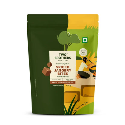 Jaggery | Spiced Jaggery Cubes - Sweet and Spicy Gud Bites-No Chemicals or Preservatives - Two Brother - 250gm